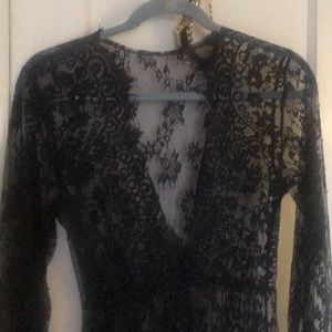 Black lace maxi duster/robe